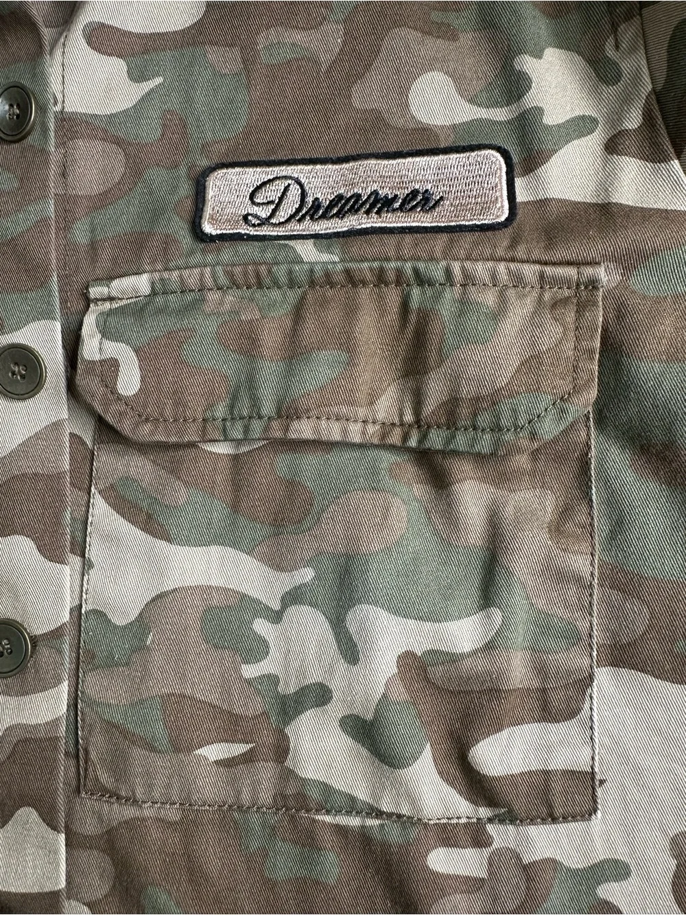 Forever 21 Green Brown Military Field Jacket Up To No Good, Dreamer. Size M - Picture 9 of 13